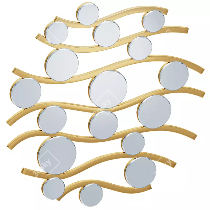 Golden Onda Wall Mirror 3D model image 2