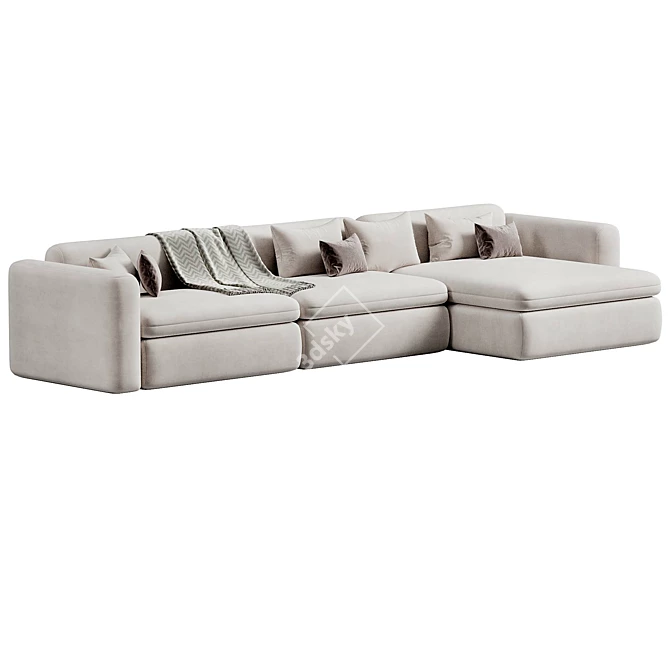 BOTERO Fabric Sofa Chaise Longue 3D model image 2