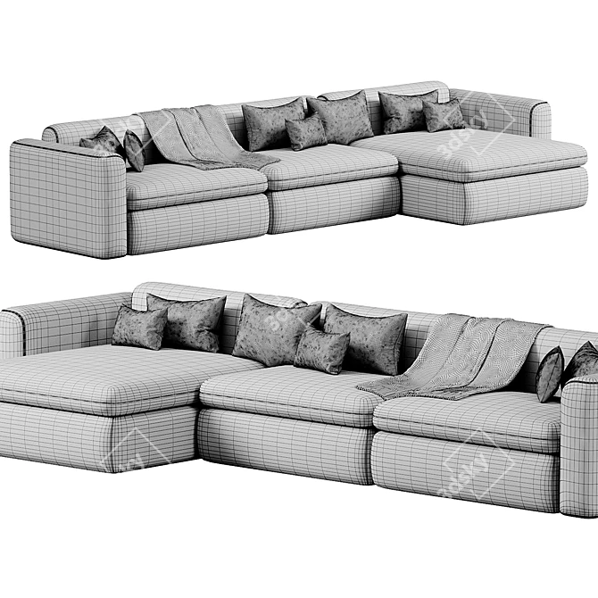 BOTERO Fabric Sofa Chaise Longue 3D model image 5