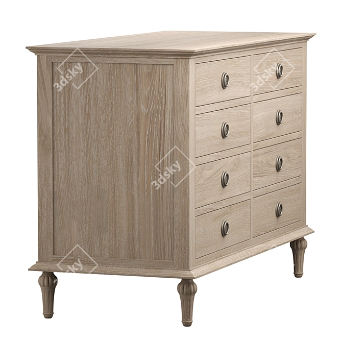 Rustic Oak 8-Drawer Dresser 3D model image 3