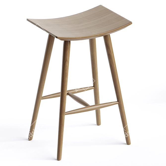 Sleek Ash Wood Barstool Classic 3D model image 4