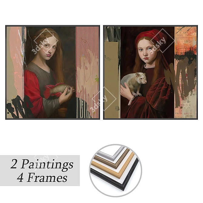 Wall Art Set with Various Frames 3D model image 1