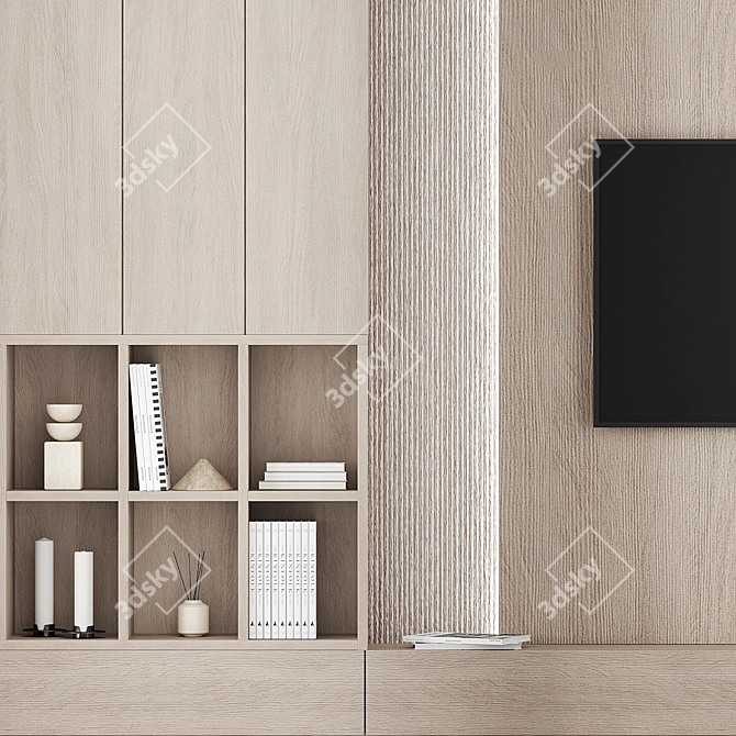 Customizable TV Wall Unit 3D model image 3