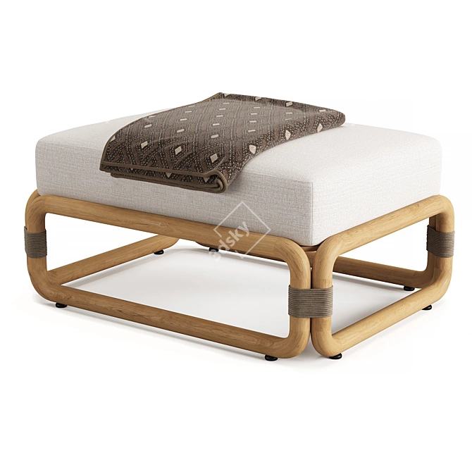 Restoration Hardware Teak Ottoman 3D model image 2
