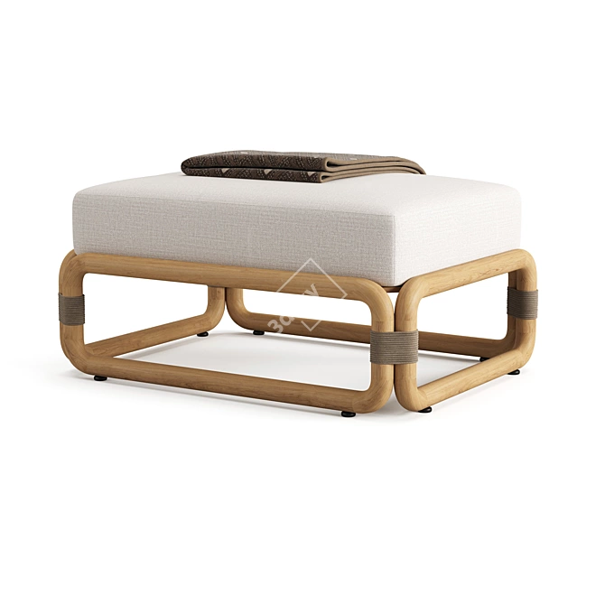 Restoration Hardware Teak Ottoman 3D model image 3