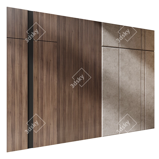 Versatile Wood and Fabric Wall Panels 3D model image 1