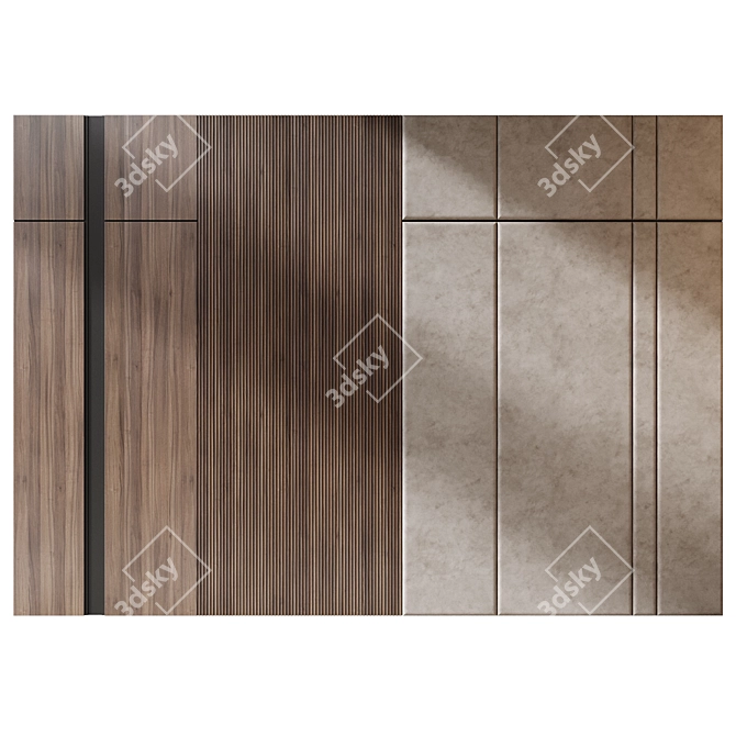 Versatile Wood and Fabric Wall Panels 3D model image 2