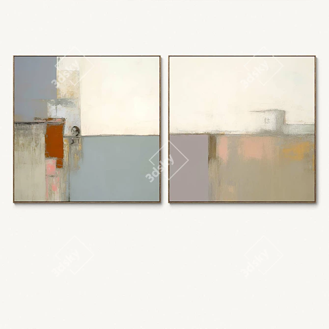 Square Plaster Photo Frames Set 3D model image 3