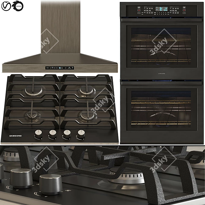 Samsung Kitchen Appliance Bundle 3D model image 1