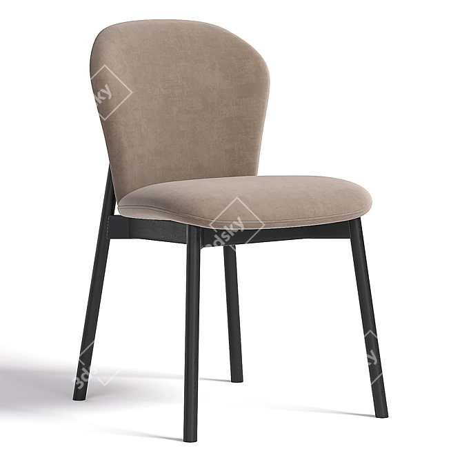 Modern Upholstered Side Chair Fin 3D model image 4