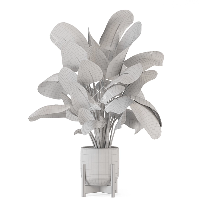 Handcrafted Stone Pot Indoor Plants 3D model image 5