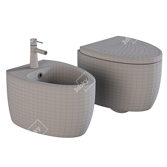 BOCCHI Etna Wall Hung Toilet 3D model image 4