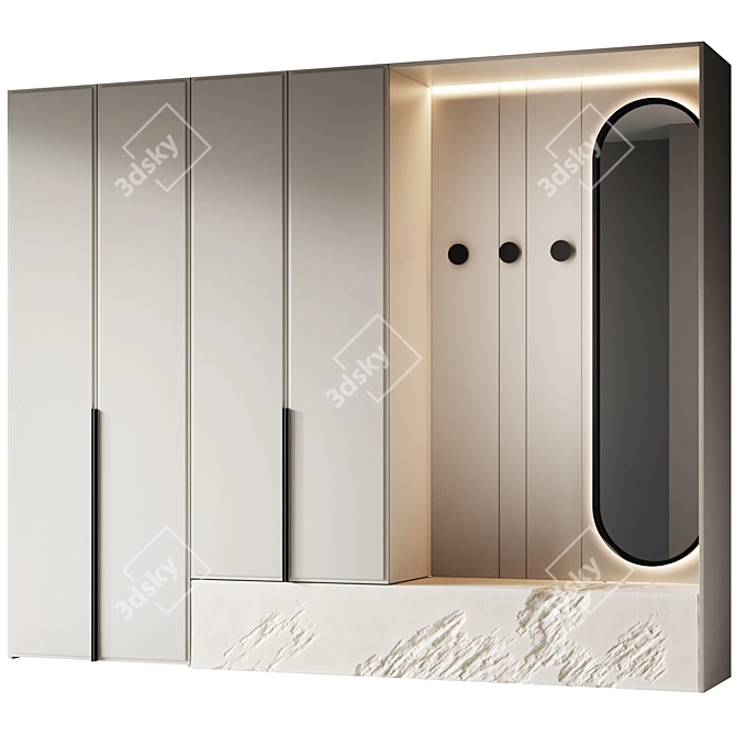 Entryway Furniture Composition in 3 Finishes 3D model image 1
