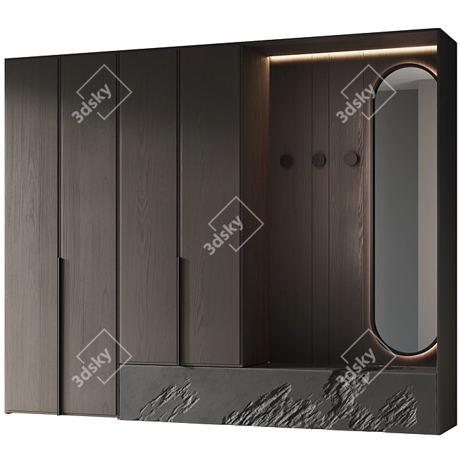 Entryway Furniture Composition in 3 Finishes 3D model image 2