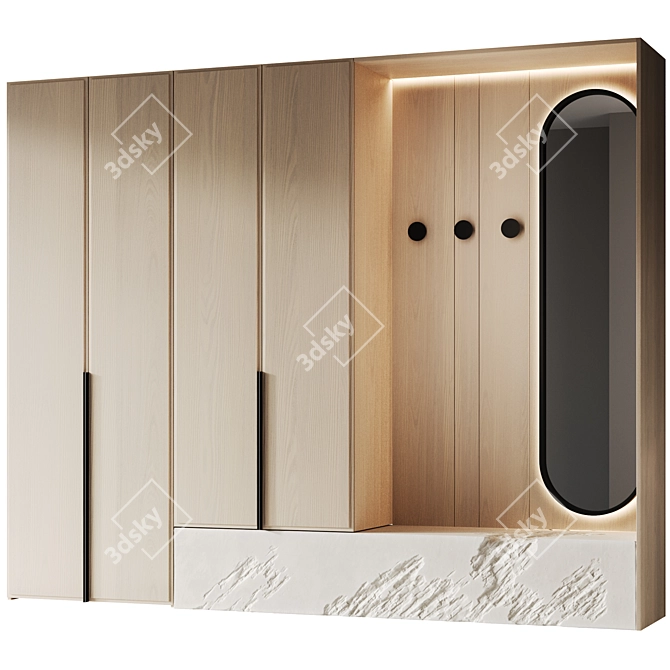 Entryway Furniture Composition in 3 Finishes 3D model image 3