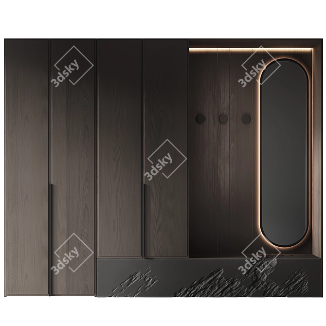 Entryway Furniture Composition in 3 Finishes 3D model image 5