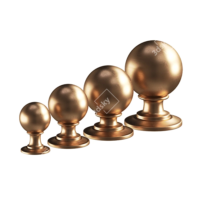 Vintage Cotswold Ball Cabinet Knob 3D model image 3