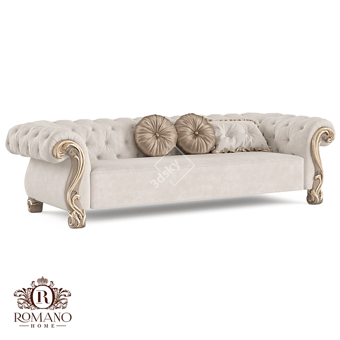 Handcrafted Three-Seater Sofa by Romano Home 3D model image 1