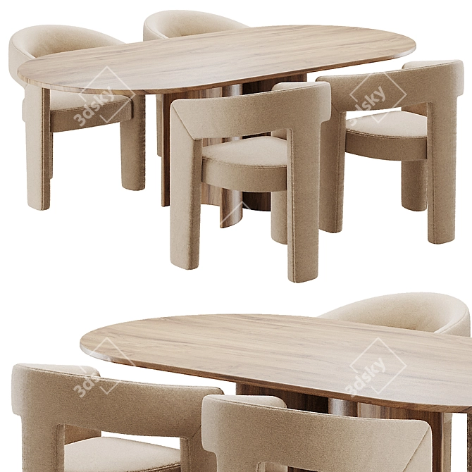Velvet Iron Arm Chair & Table 3D model image 1