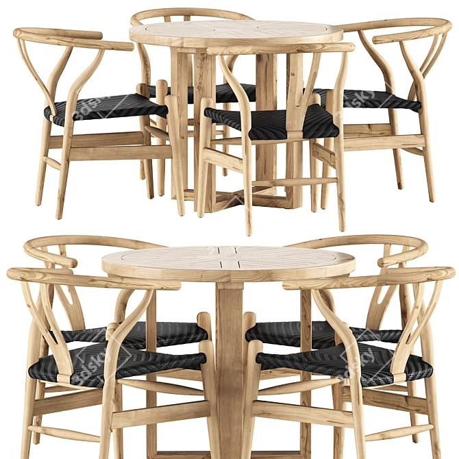 Sleek Outdoor Dining Set 3D model image 4