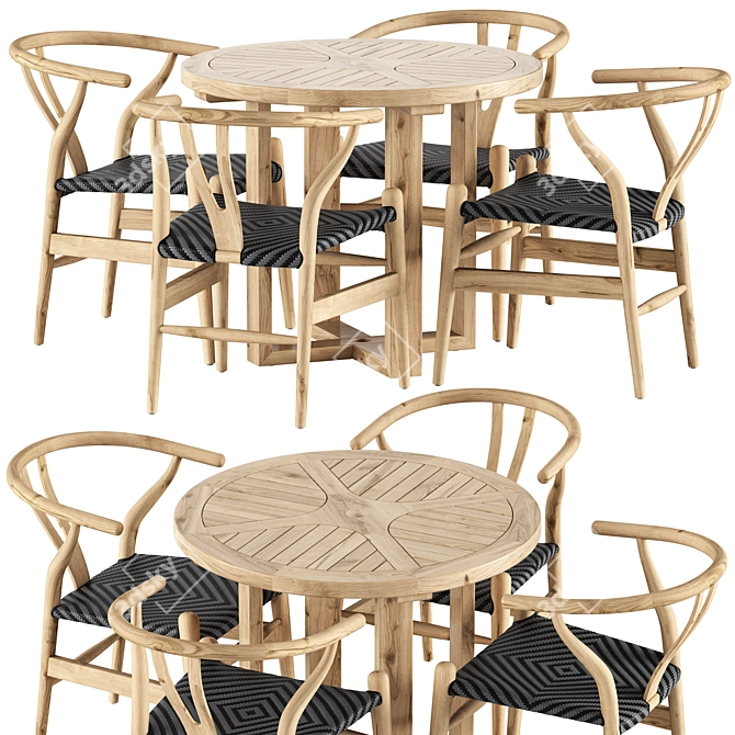 Sleek Outdoor Dining Set 3D model image 5