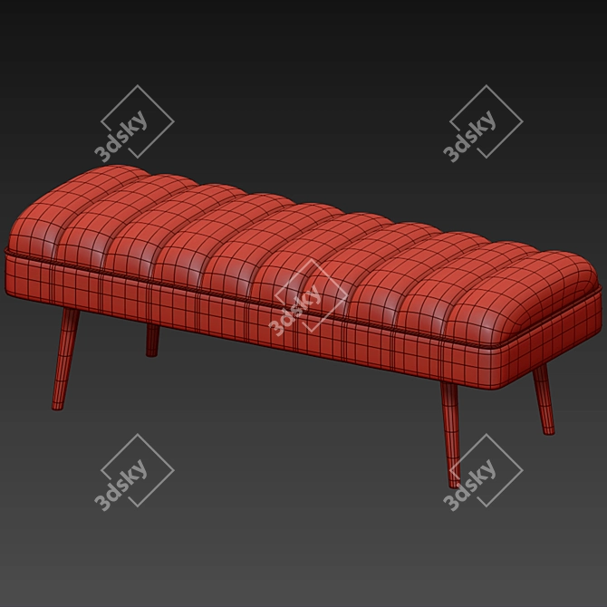 Modern Grey Velvet Bench 3D model image 5