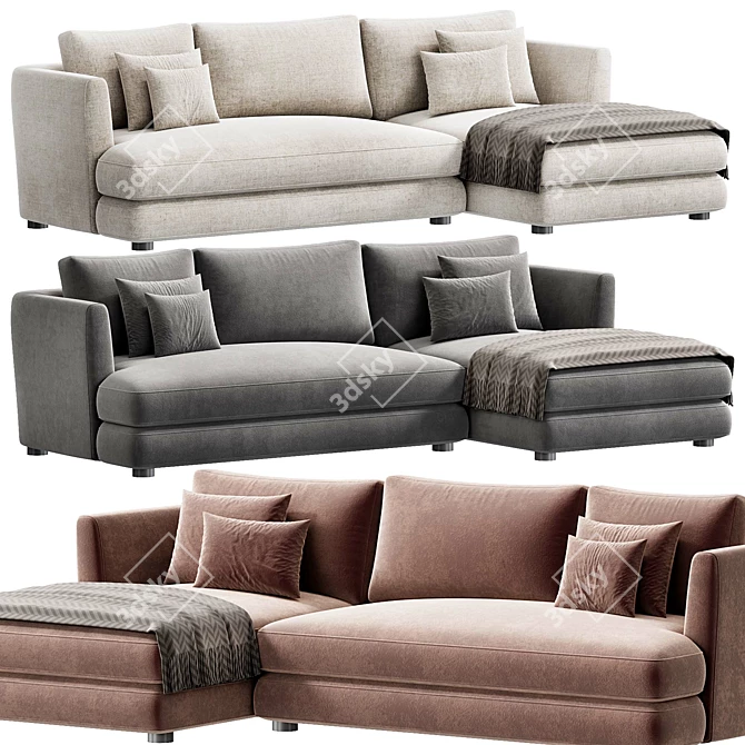 Sleek Modern Sofa SetConfig By LavistRu 3D model image 1