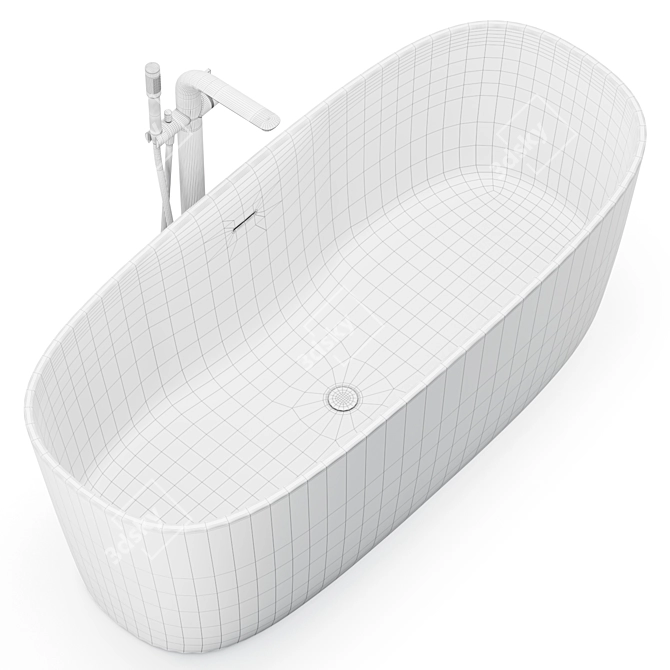 Elegant Disenia Oval Freestanding Bathtub 3D model image 7