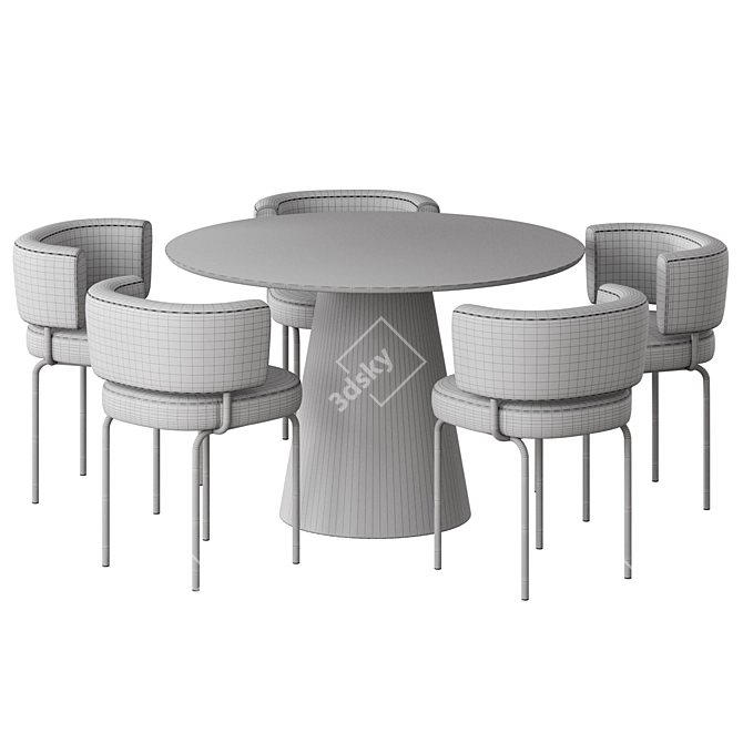 Modern Round Dining Chair Table Set 3D model image 7