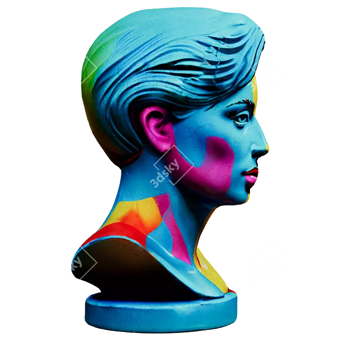 Pop Art Style Female Bust 3D model image 3