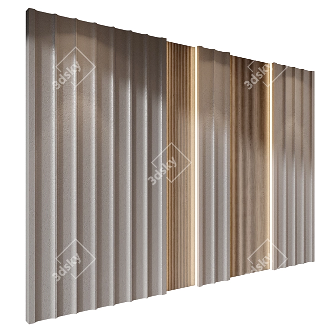 Modern Wood and Gypsum Panels 3D model image 1