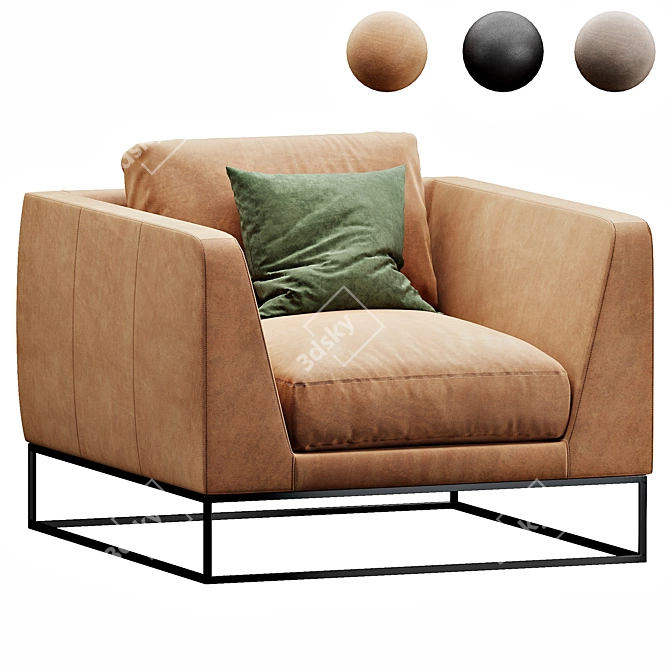 Crate&Barrel Delancey Leather Sofa 3D model image 1