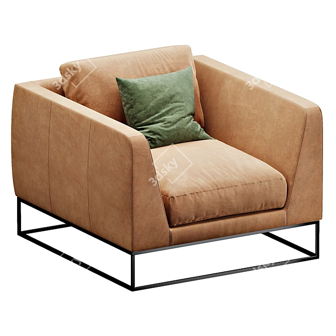 Crate&Barrel Delancey Leather Sofa 3D model image 7