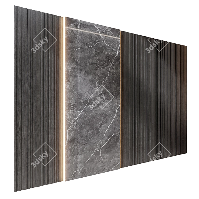 Modern Wood and Marble Panels 3D model image 4