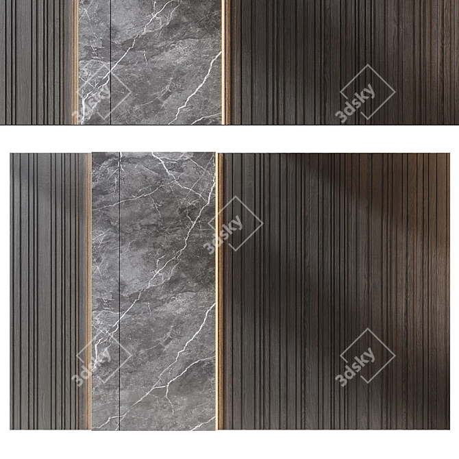 Modern Wood and Marble Panels 3D model image 5