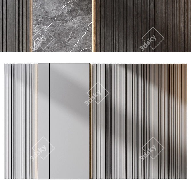 Modern Wood and Marble Panels 3D model image 6