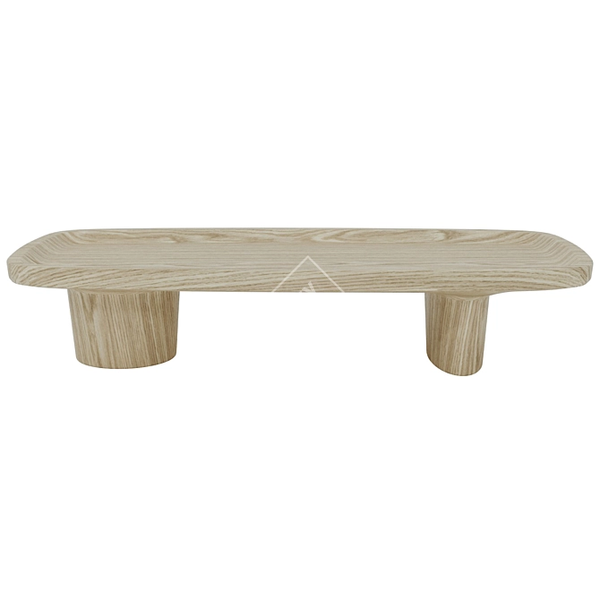 Japanese Minimalist Oak Coffee Table 3D model image 3