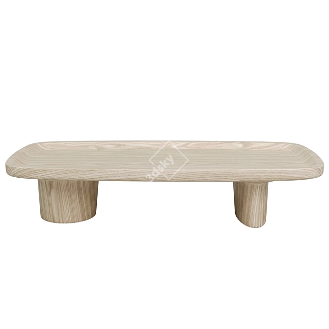 Japanese Minimalist Oak Coffee Table 3D model image 8