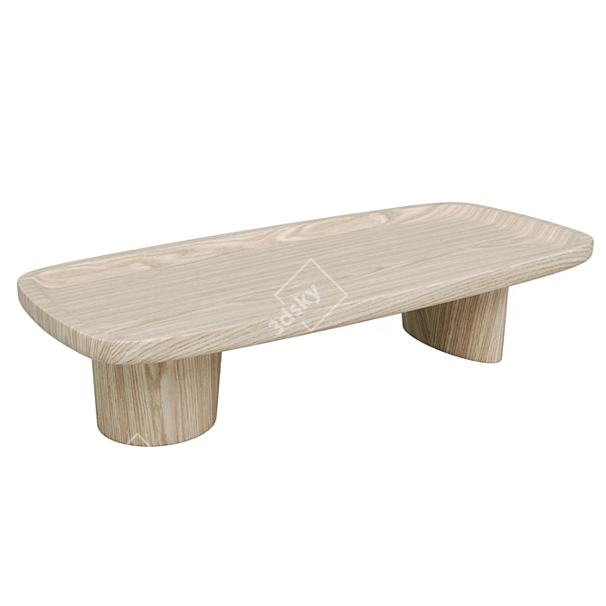 Japanese Minimalist Oak Coffee Table 3D model image 9