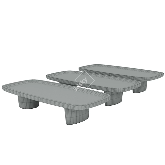 Japanese Minimalist Oak Coffee Table 3D model image 11