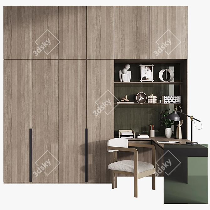Modern Workspace Set 3D model image 1