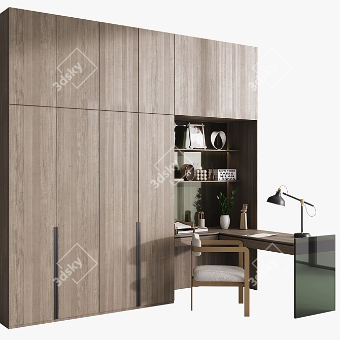 Modern Workspace Set 3D model image 2