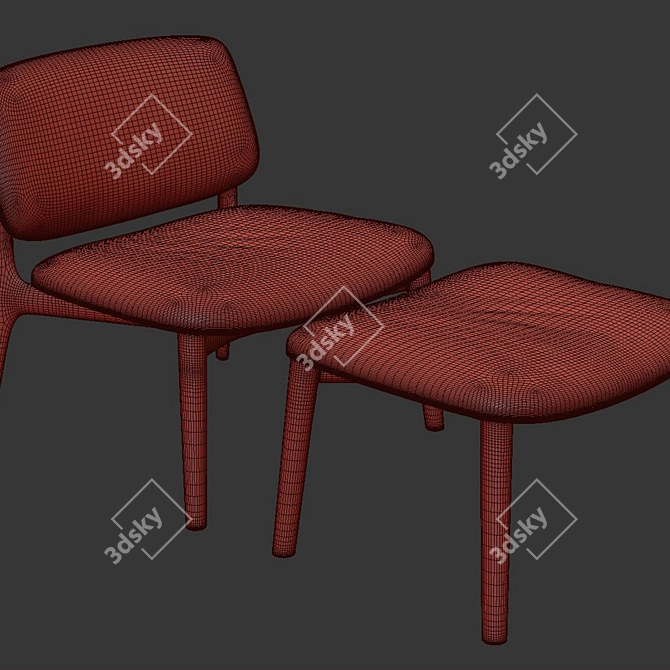 Modern Curve Armchair 3D Model 3D model image 6