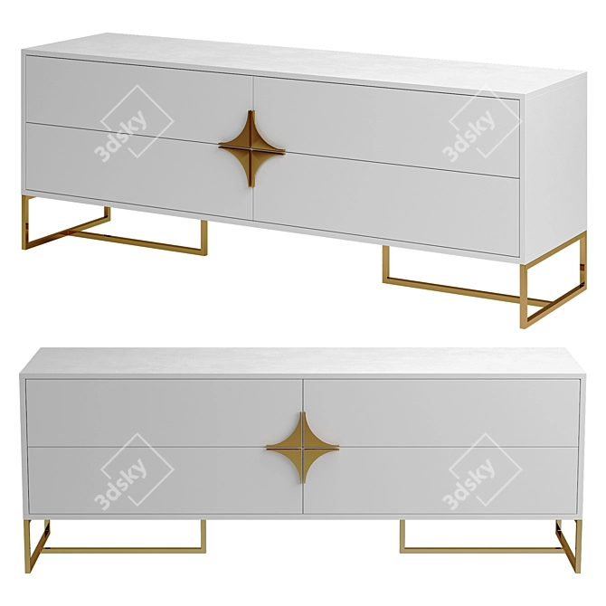 Stella TV Stand with Gold-base 3D model image 1