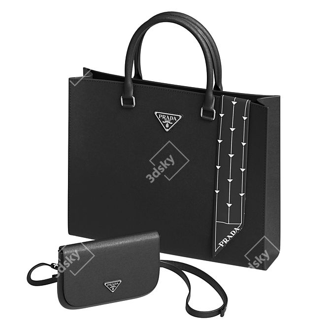 Prada Saffiano Leather Accessory Set 3D model image 1