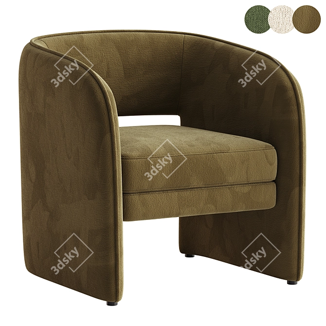 Elegant Curved Upholstered Chair 3D model image 1