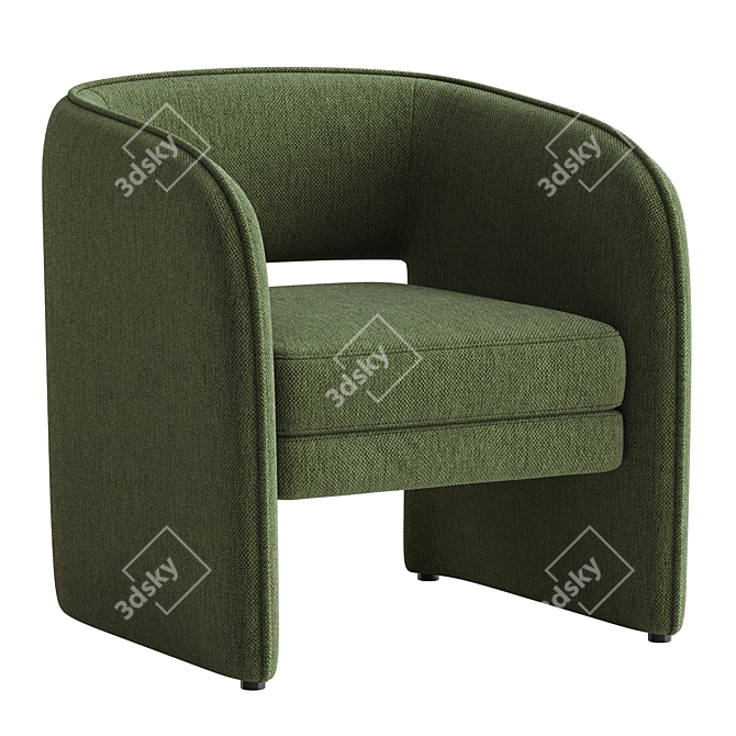 Elegant Curved Upholstered Chair 3D model image 2