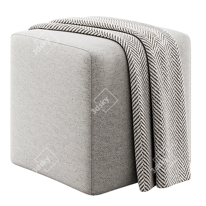 Soho Pouf with Plushy Throw 3D model image 2