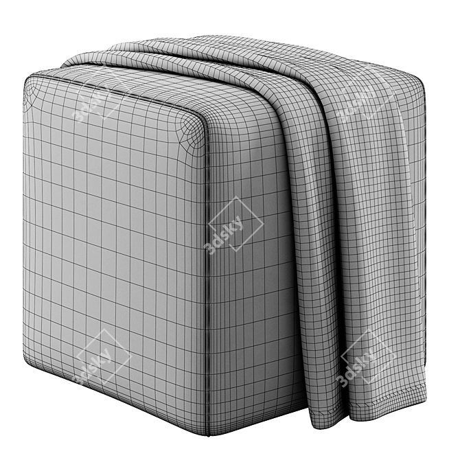 Soho Pouf with Plushy Throw 3D model image 4