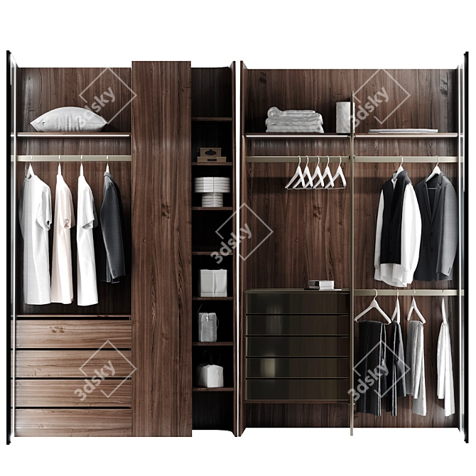 Modern Walk-In Wardrobe Set 3D model image 2